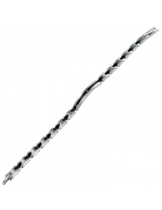 Bracciale Zancan - Hi Teck - Acciaio-Maglie Nere-Zircone Bianco-EHB212