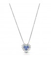 Collana Lelune Diamonds - Pendente Cuore in Oro Bianco 18 carati con Diamanti Bianchi e Zaffiri 0,07 ct