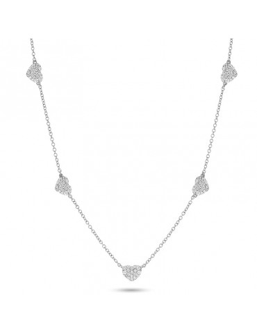 Buonocore Necklace - Hope in 18K White Gold with Hearts and Natural Diamonds 0.45 ct - 0