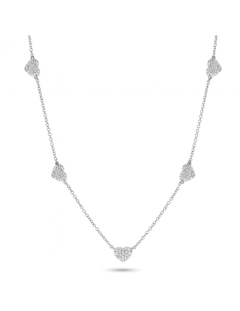Buonocore Necklace - Hope in 18K White Gold with Hearts and Natural Diamonds 0.45 ct - 0