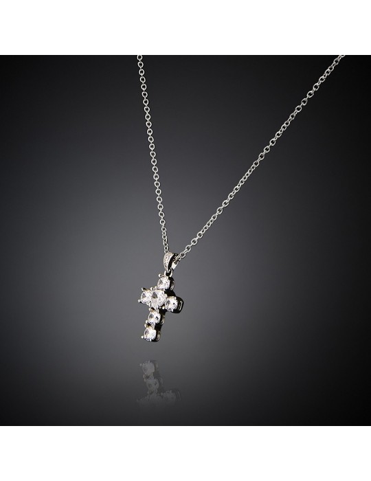 Chiara Ferragni Women's Necklace - Silver Crosses with Bold Cross Pendant and White Zircons - 0