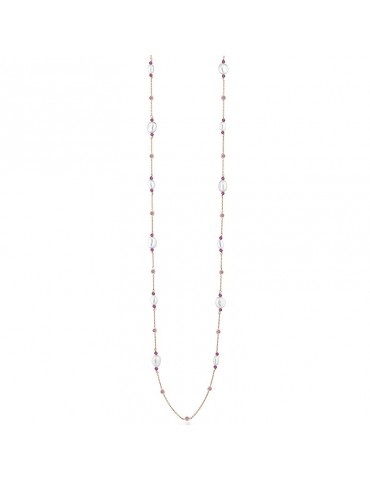 Collana Lelune Glamour-Cristelle Summer-Rosè-Lunga-Perle-Zirconi-LGNK5111