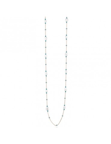 Collana Lelune Glamour-Cristelle Summer-Gold-Lunga-Perle-Zirconi-LGNK5131