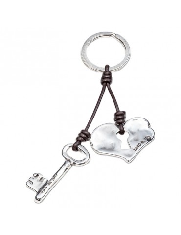 Portachiavi Uno de 50 -Classics-Lucchetto Cuore-Chiave-LLA0187MTLMAR0U