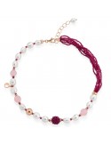 Collana Lelune Glamour - Sophie -Perle -Fili di SpinelloFucsia-LGNK530
