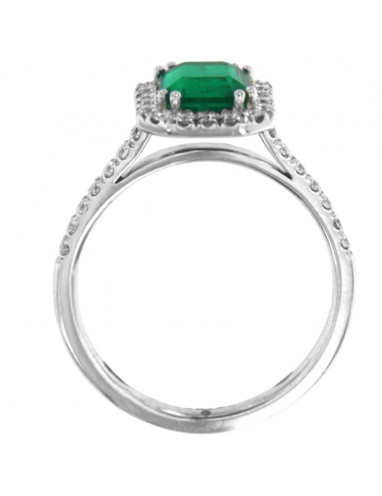Crieri Woman Ring - Bogotá in 18K White Gold with Natural Diamonds and 1.14 ct Emerald - 0