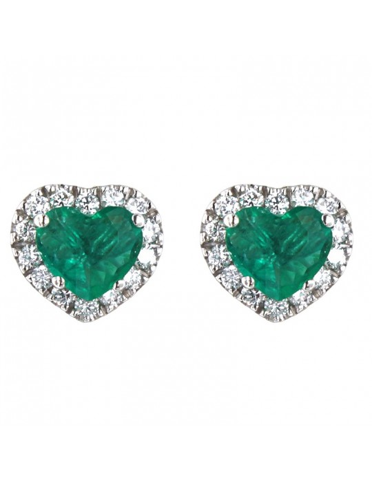 Orecchini Crieri - Bogotá - Oro - Cuore - Diamanti - Smeraldi 0,88 ct - OFCALK088EE1000