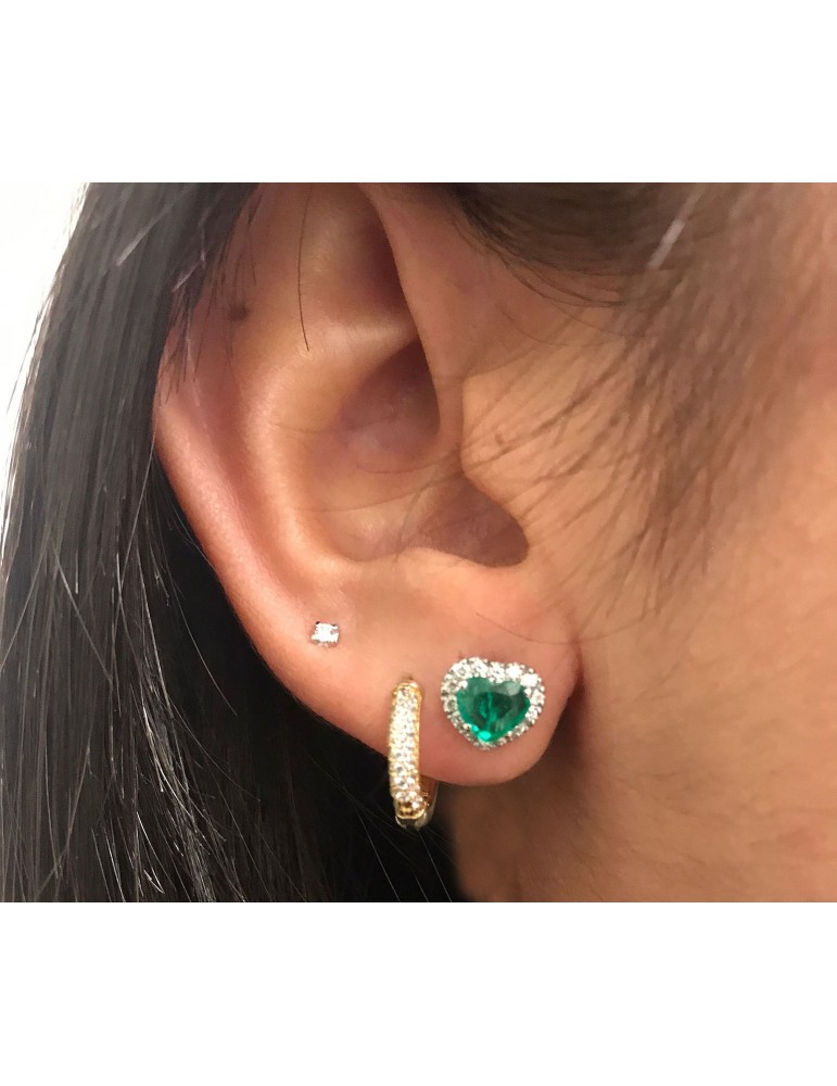 Orecchini Crieri - Bogotá - Oro - Cuore - Diamanti - Smeraldi 0,88 ct - OFCALK088EE1000