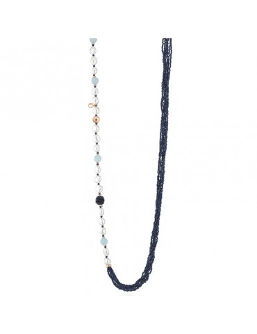 Collana Lelune Glamour- Sophie - Lunga - Perle-Spinello Blu-LGNK5312