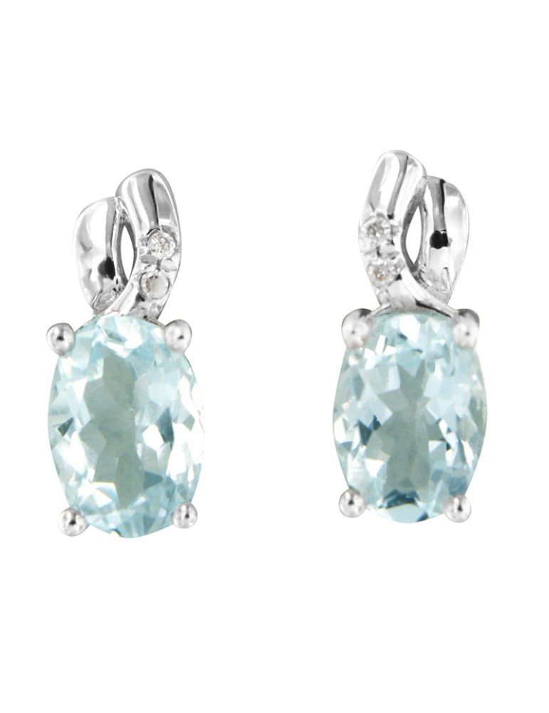 Orecchini Miluna Oro Bianco 18 carati Acquamarina Diamanti