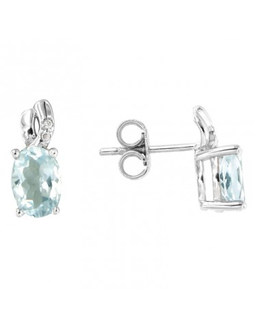 Orecchini Miluna - Oro Bianco 18 carati - Acquamarina - Diamanti  - ERD2659 2