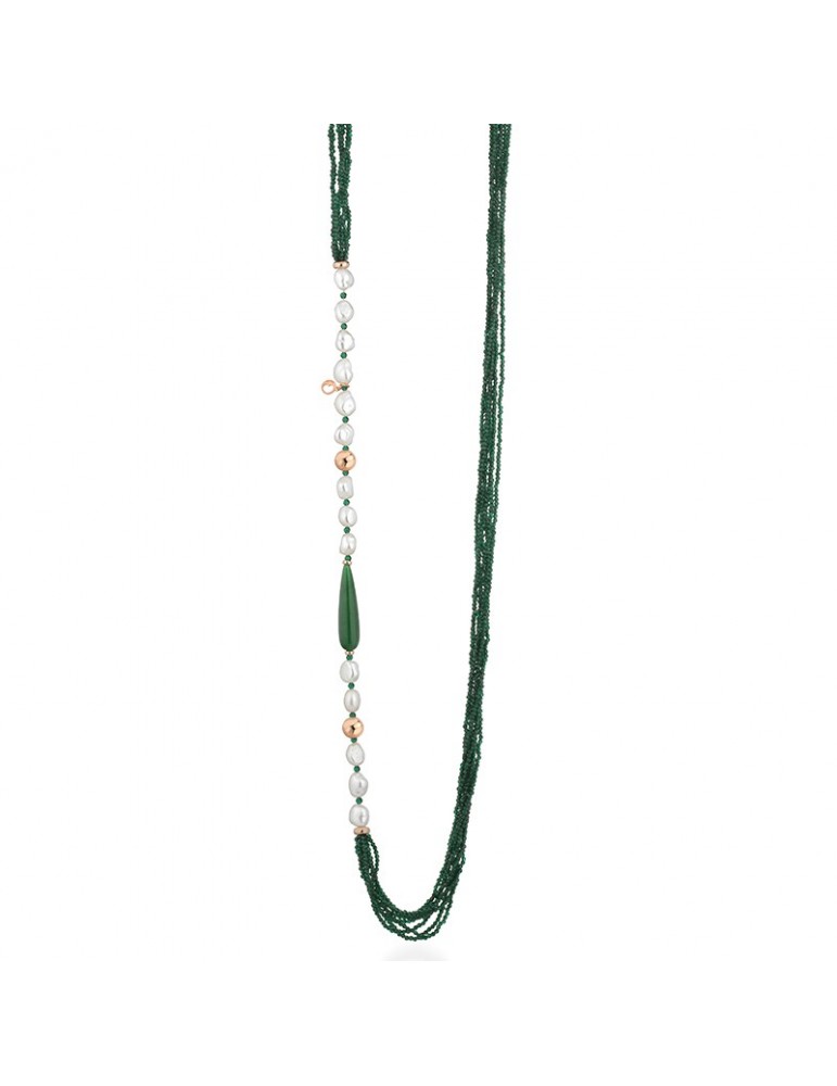 Lelune Glamor Necklace - Sophie - Rosè - Pearls-Green Spinel-LGNK5321