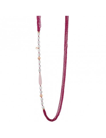 Lelune Glamor Necklace - Sophie - Rosè - Fuchsia Pearls-Spinel-LGNK532