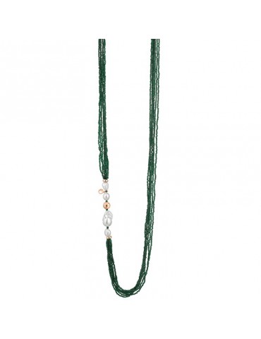Collana Lelune Glamour - Sophie - Perle - Filo-Spinello Verde-LGNK5341