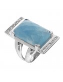 Anello Silvia Kelly - Oro Bianco - Acquamarina - Diamanti 0,20 ct
