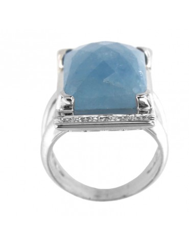 Silvia Kelly Ring - in 18K White Gold with Aquamarine and Natural Diamonds 0.20 ct - 0 2