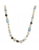 Collana Silvia Kelly - con Perle ed Acquamarina 90 centimetri