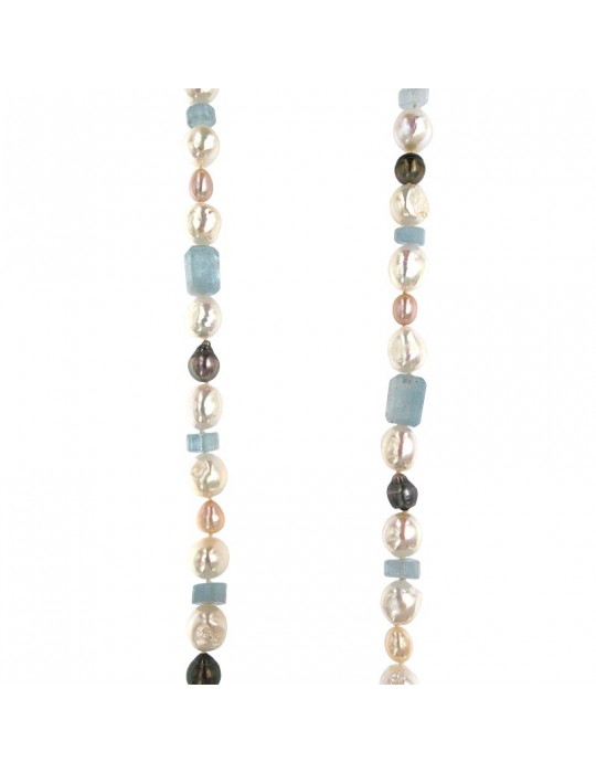 Collana Silvia Kelly - con Perle ed Acquamarina 90 centimetri