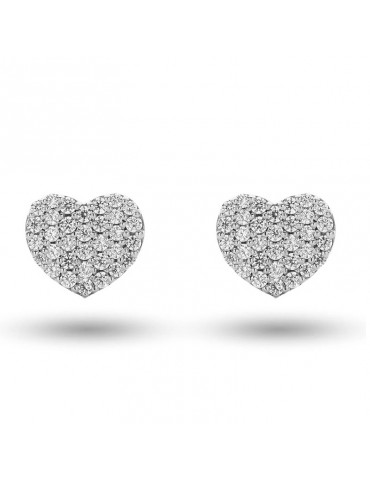 Buonocore - Hope Heart Earrings in 18K White Gold with Natural Diamonds 0.56 ct - 0