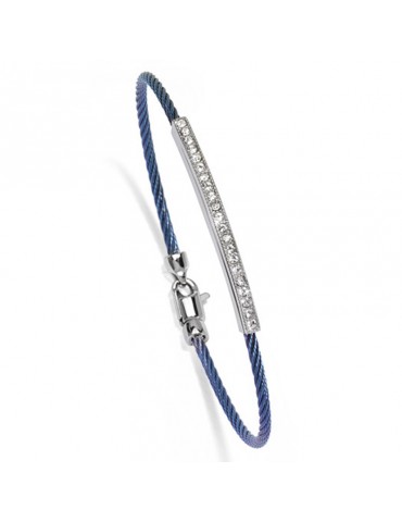 Bracciale Salvatore Bersani - con Cavetto Azzurro e Pietre Swarovski - 6840