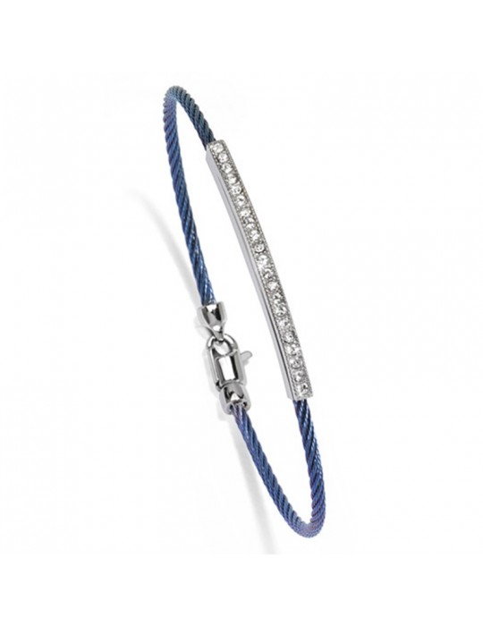 Bracciale Salvatore Bersani - con Cavetto Azzurro e Pietre Swarovski - 6840