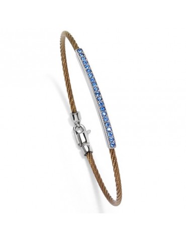 Bracciale Salvatore Bersani da Uomo - con Cavetto Bronzo e Pietre Swarovski Blu - 6841