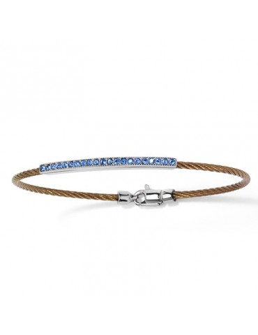 Bracciale Salvatore Bersani da Uomo - con Cavetto Bronzo e Pietre Swarovski Blu - 6841 2