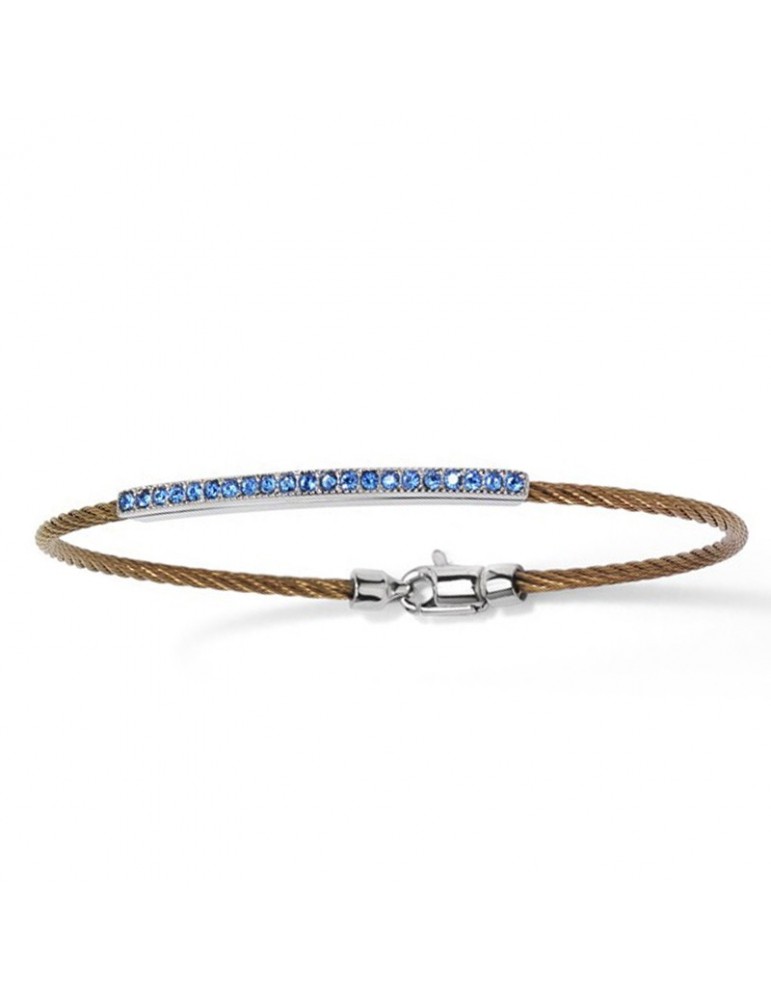 Bracciale Salvatore Bersani da Uomo - con Cavetto Bronzo e Pietre Swarovski Blu - 6841