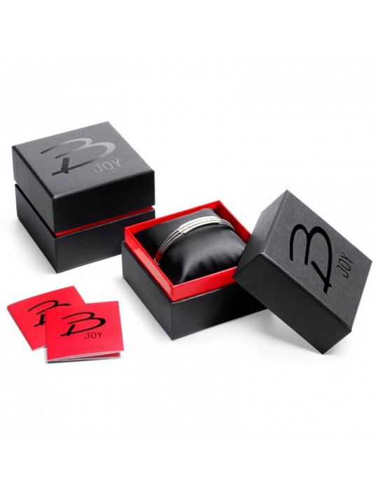 Salvatore Bersani Men's Bracelet - with Black Leather and Central Plate with Yellow Gold Element - 0