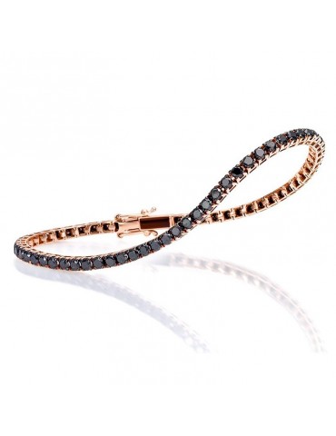 Crieri Women's Tennis Bracelet - Color in 18K Rose Gold with 2.30 ct Black Diamonds - 18 cm - 0