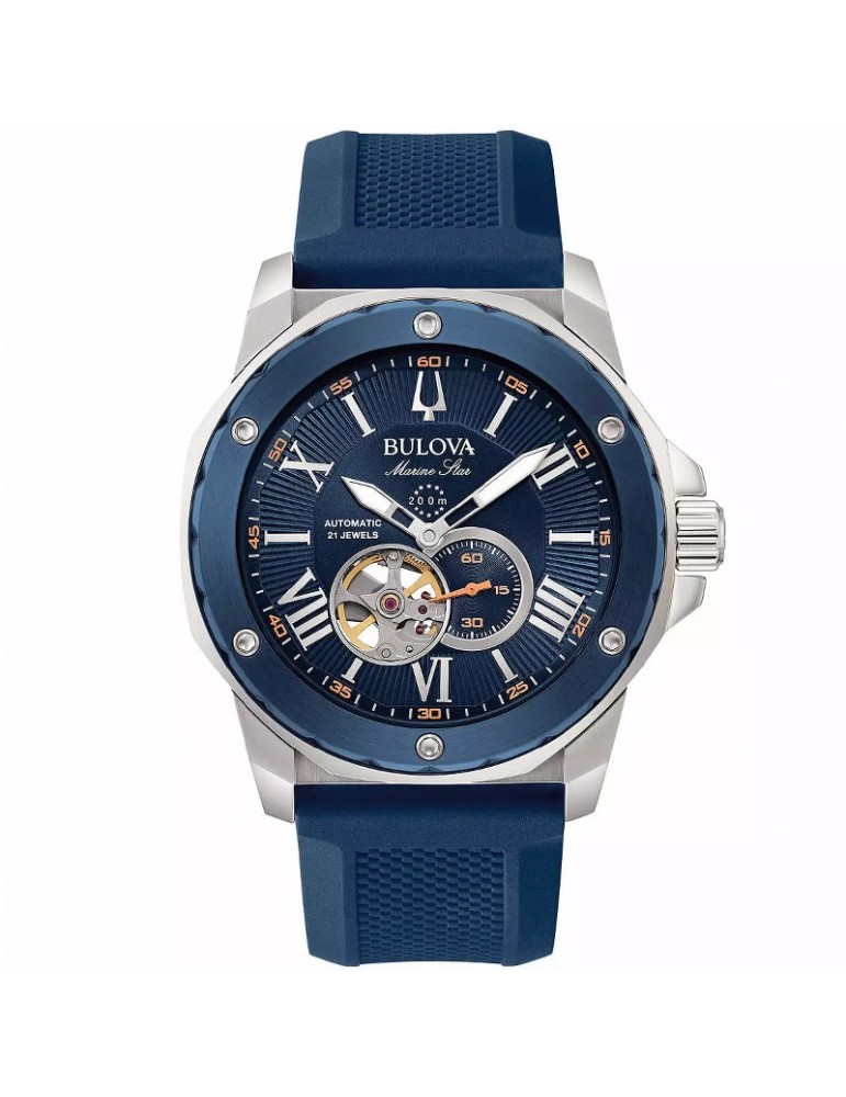 Bulova Men's Watch - Marine Star Automatic 45mm Blue with visible movement - 0