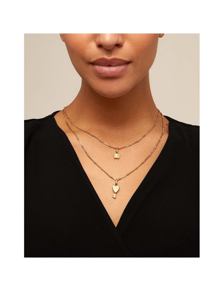 Collana Uno de 50 - Confident -Unlock-Chiave-Lucchetto-COL1794ORO0000U