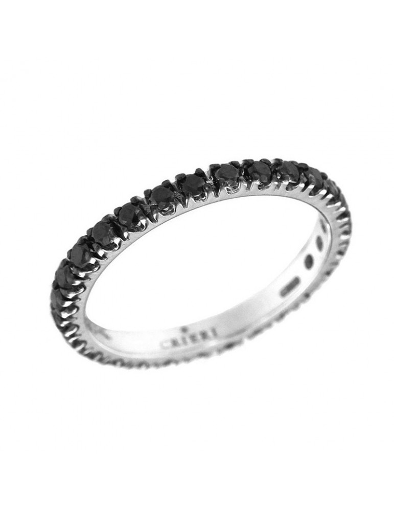 Veretta Crieri Women's Ring - Aeterna in 18K White Gold with 0.40 ct Black Diamonds - Size 15 - 0