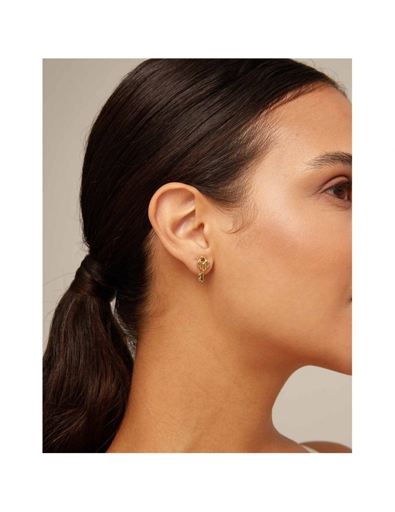 Earrings Uno de 50 - Unlock - Gold - Key-Padlock-PEN0885ORO0000U