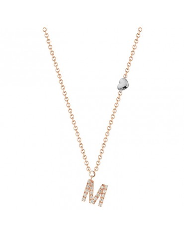 Collana Buonocore - You Are - Oro Rosa - Lettera M - Diamanti - 012C-M-DP