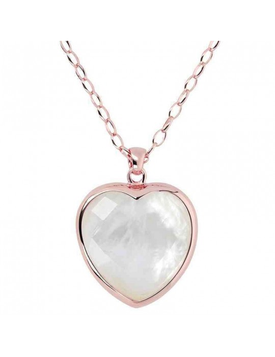 Bronzallure Necklace - Heart Pendant - Mother of Pearl - WSBZ00048LGDWM