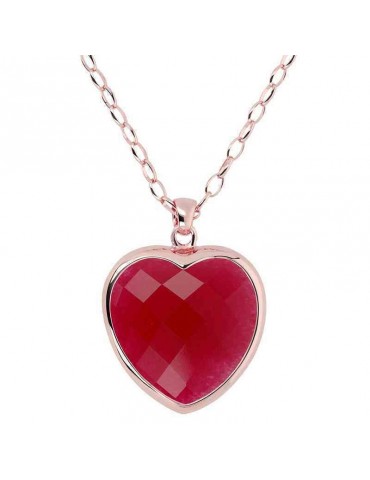Bronzallure Necklace - Heart Pendant - Plum Agate - WSBZ00048LGPA