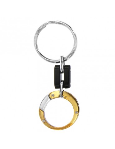 Arkano Keychain - Round in 18K Yellow Gold and White Gold - 0 2