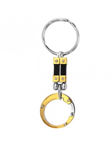 Arkano Keychain - Round in 18K Yellow Gold and White Gold - 0