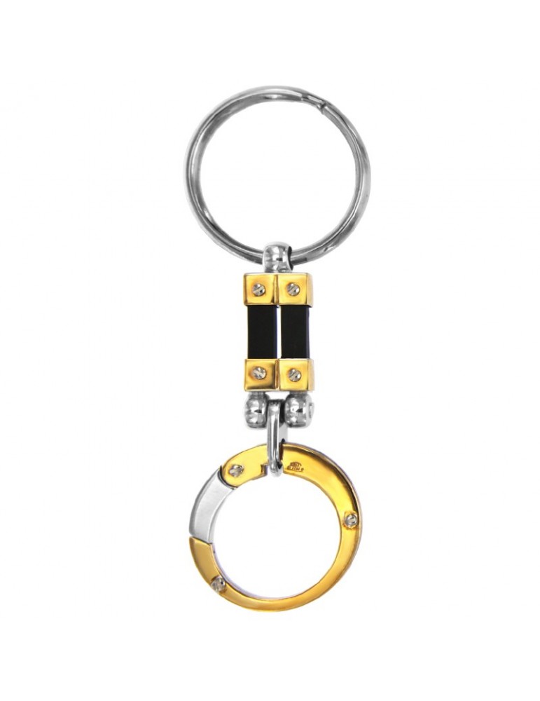 Arkano Keychain - Round in 18K Yellow Gold and White Gold - 0
