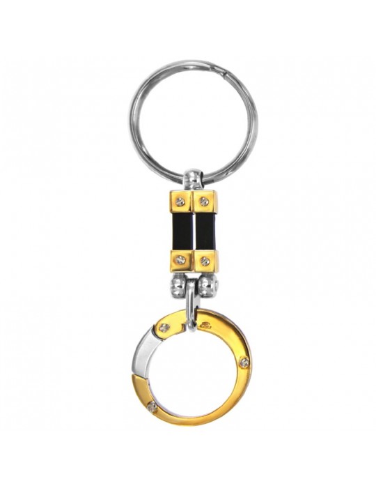 Arkano Keychain - Round in 18K Yellow Gold and White Gold - 0