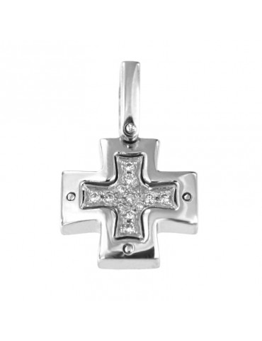 Arkano Pendant - Cross in 18K White Gold with Natural Diamonds - 0