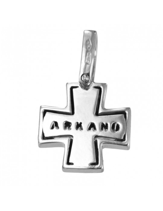 Arkano Pendant - Cross in 18K White Gold with Natural Diamonds - 0