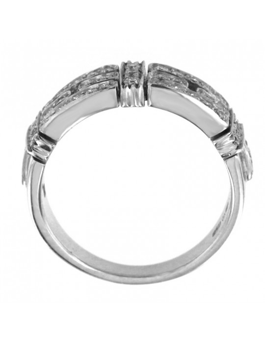 Anello Chimento - a Fascia in Oro Bianco 18 Carati con Diamanti Bianchi 0,41 ct - 0