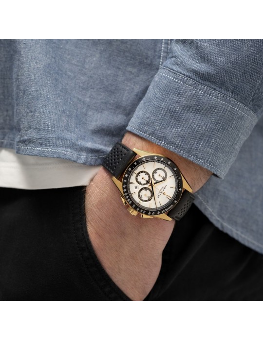 Hamilton Men's Watch - Jazzmaster Performer Automatic Chronograph 42mm Black White with Leather Strap - 0