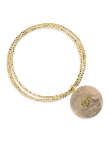 Unoaerre Woman's Bracelet - Rigid Yellow Bronze Circles with Pendant - 0