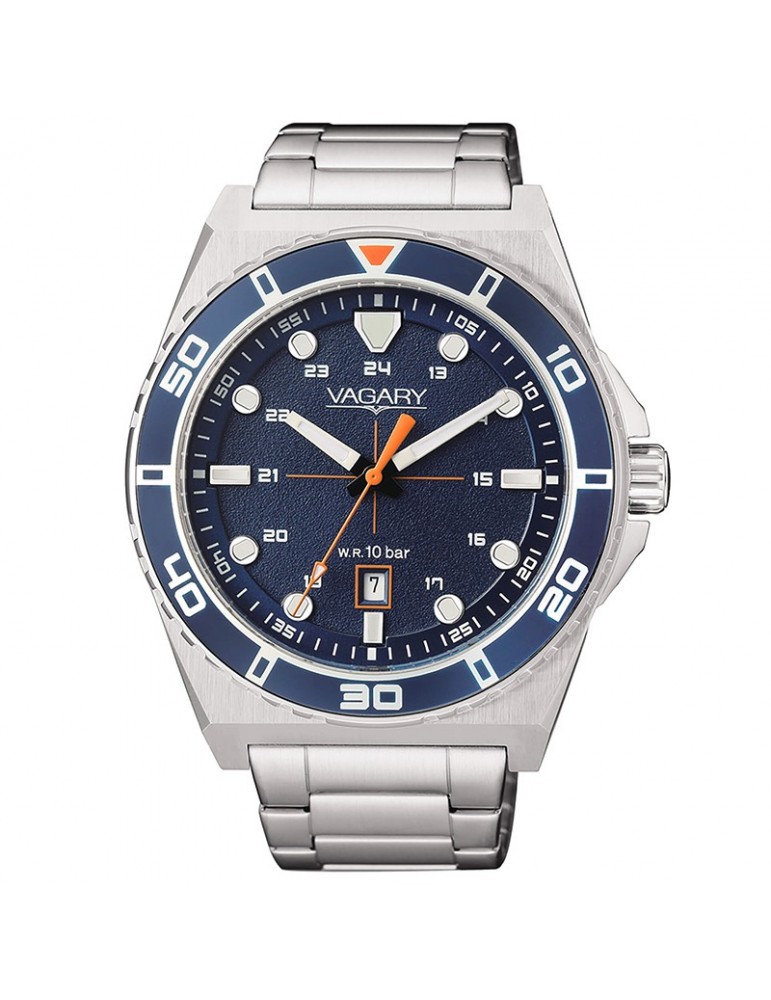 Orologio Vagary - Aqua39 - Tempo e Data - Silver - 42mm-Blu-IB9-310-71