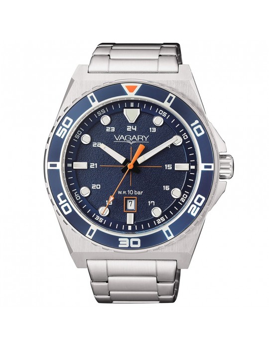 Orologio Vagary - Aqua39 - Tempo e Data - Silver - 42mm-Blu-IB9-310-71