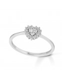 Lelune Diamonds Woman's Ring - Heart in 18K White Gold with 0.13 ct Natural Diamonds Pav - 0