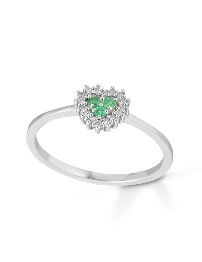 Anello Lelune Diamonds - Cuore - Oro - Diamanti - Smeraldi 0,06 carati - LDRNSM006006